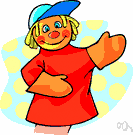 glove puppet - a puppet with a cloth body and hollow head