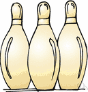 duckpins - a bowling game using a pin smaller than a tenpin but proportionately wider