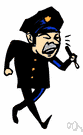 angry walk - a stiff or threatening gait
