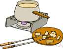 cheese fondue - fondue made of cheese melted in wine for dipping bread and sometimes fruits