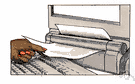 paper feed - a device for inserting sheets of paper into a printer or typewriter