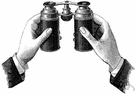 binoculars - an optical instrument designed for simultaneous use by both eyes