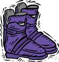 ski boot - a stiff boot that is fastened to a ski with a ski binding