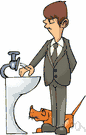 washbasin - a basin for washing the hands (`wash-hand basin' is a British expression)