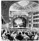 orchestra pit - lowered area in front of a stage where an orchestra accompanies the performers
