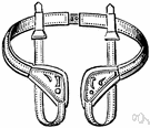 suspensory - a bandage of elastic fabric applied to uplift a dependant part (as the scrotum or a pendulous breast)
