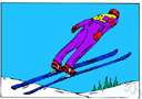 ski jumping - the act of performing a jump on skis from a high ramp overhanging a snow covered slope
