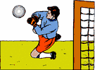 goalkeeper - the soccer or hockey player assigned to protect the goal