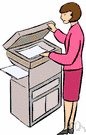 copier - apparatus that makes copies of typed, written or drawn material