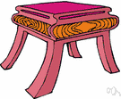 Ottoman - a low seat or a stool to rest the feet of a seated person