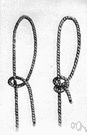 clove hitch - a knot used to fasten a line temporarily to a post or spar