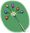 cue ball - the ball that the billiard player or pool player strikes with his cue