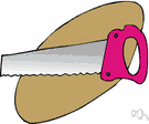 cutoff saw - handsaw that cuts at right angles to the grain (or major axis)