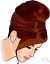 backswept - used of hair