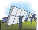 solar array - electrical device consisting of a large array of connected solar cells