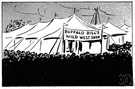 Wild West show - a spectacular show organized in 1883 by William F. Cody that featured horseback riding and marksmanship on a large scale
