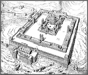 A drawing of Ezekiel's Visionary Temple from the Book of Ezekiel 40-47