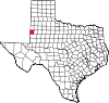 State map highlighting Yoakum County