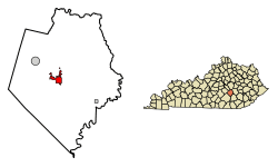 Location of Mount Vernon in Rockcastle County, Kentucky.