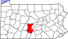State map highlighting Huntingdon County