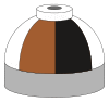 Illustration of cylinder shoulder painted in brown, black and white sixths for a mixture of helium, nitrogen and oxygen.