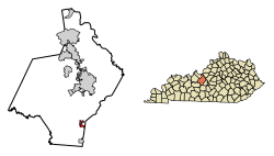 Location of Sonora in Hardin County, Kentucky.