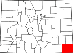 State map highlighting Baca County