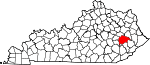State map highlighting Breathitt County