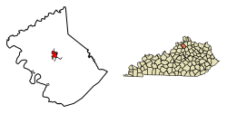 Location of Owenton in Owen County, Kentucky.