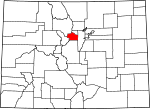 State map highlighting Clear Creek County