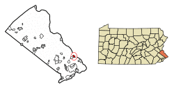 Location of Yardley in Bucks County, Pennsylvania.
