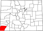 State map highlighting Montezuma County