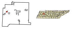 Location of Trezevant in Carroll County, Tennessee.