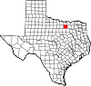 State map highlighting Denton County