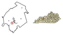 Location of McHenry in Ohio County, Kentucky.