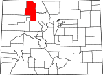 State map highlighting Routt County