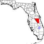 A state map highlighting Osceola County in the middle part of the state. It is large in size.