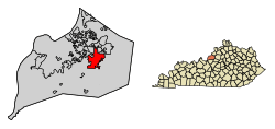 Location of Jeffersontown in Jefferson County, Kentucky.