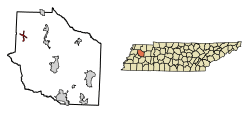 Location of Yorkville in Gibson County, Tennessee.
