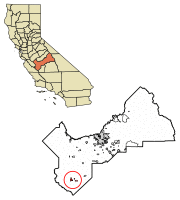 Location of Coalinga in Fresno County, California.