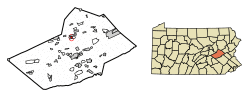 Location of Frackville in Schuylkill County, Pennsylvania.