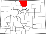 State map highlighting Larimer County