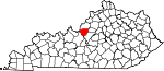 State map highlighting Bullitt County