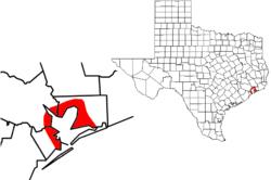 Location of Bay Area within Texas