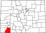 State map highlighting La Plata County