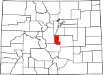 State map highlighting Teller County