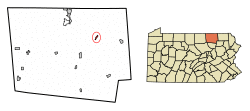 Location of Rome in Bradford County, Pennsylvania.