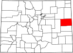 State map highlighting Kit Carson County