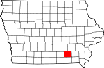 State map highlighting Wapello County