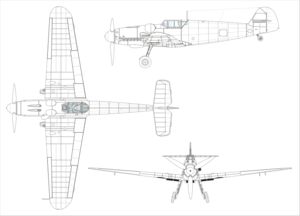 Orthographically projected diagram of the Bf 109G-6.
